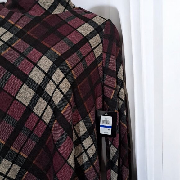 Jessica Howard Size XL 18 Long Sleeve Shift Dress  Purple / Eggplant Plaid - Picture 6 of 15